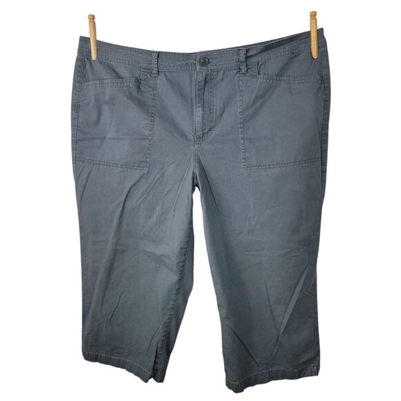 Gloria Vanderbilt Chino Crop Pants Plus Size 22W 22 Capris Grey Gray Womens - Picture 1 of 5